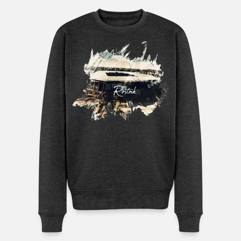 Rostock Stadion - Männer Premium Bio Pullover - Anthrazit meliert