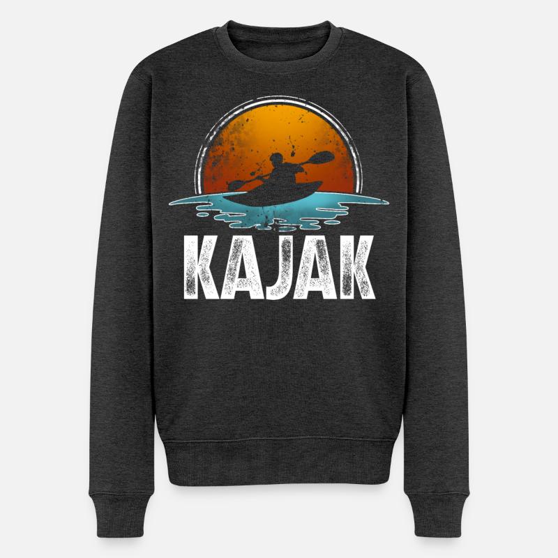 Kajak Kajakfahren - Männer Premium Bio Pullover - Anthrazit meliert