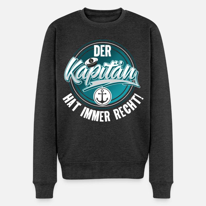 Kapitän Motorboot Segeln Boot Schiff - Männer Premium Bio Pullover - Anthrazit meliert