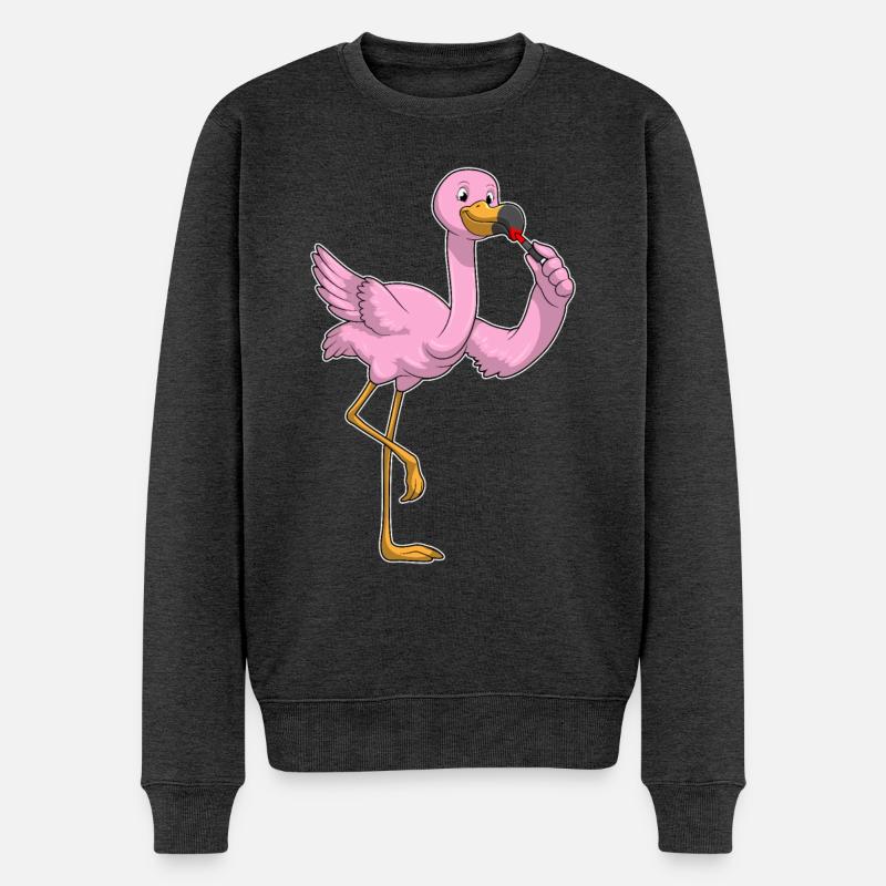 Flamingo Lippenstift - Männer Premium Bio Pullover - Anthrazit meliert