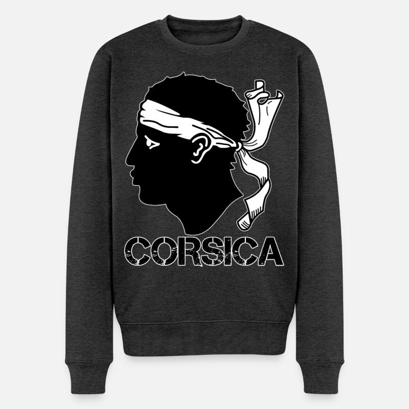 Corsica Drapeau Tête de Maure - Pull Premium bio Homme - anthracite chiné
