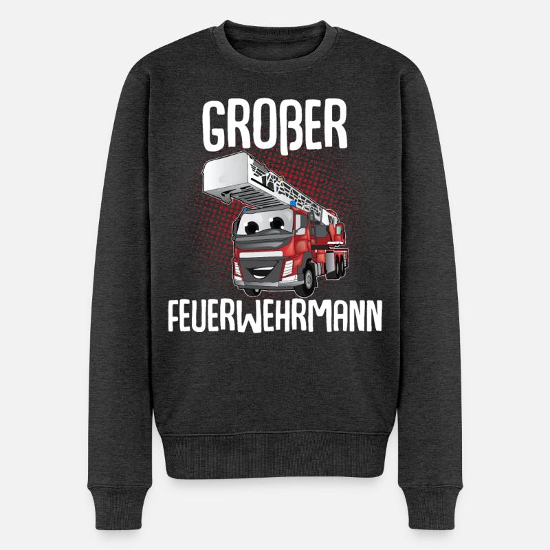 Großer Bruder Großer Feuerwehrmann - Männer Premium Bio Pullover - Anthrazit meliert