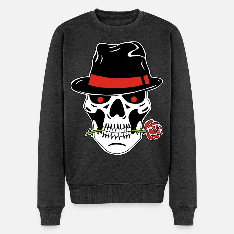 Gangsterschädel - Männer Premium Bio Pullover - Anthrazit meliert