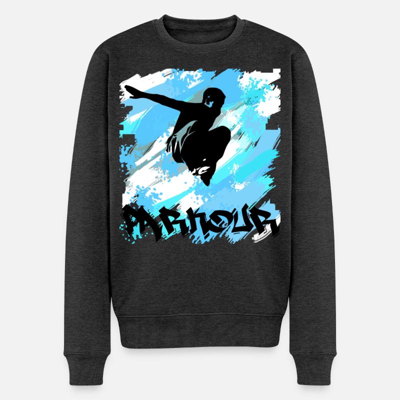 Parkour - Männer Premium Bio Pullover - Anthrazit meliert