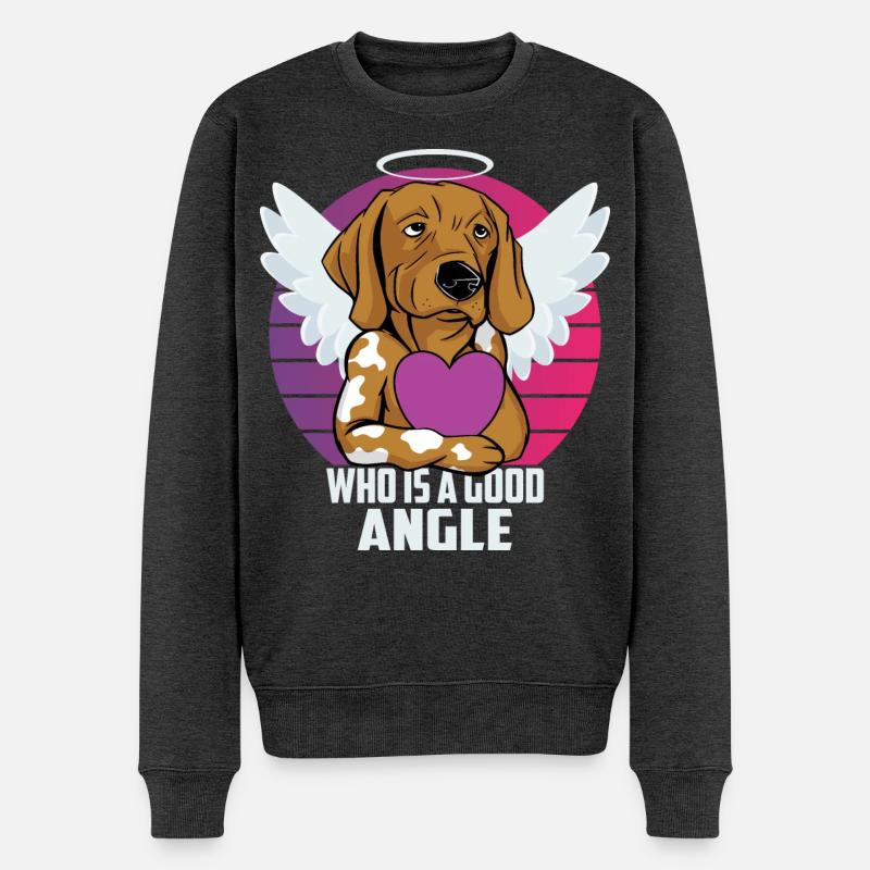 Engel Hund - Männer Premium Bio Pullover - Anthrazit meliert