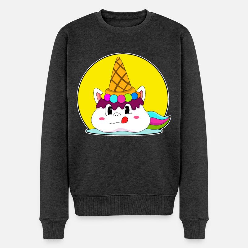 Einhorn Waffeleis - Männer Premium Bio Pullover - Anthrazit meliert