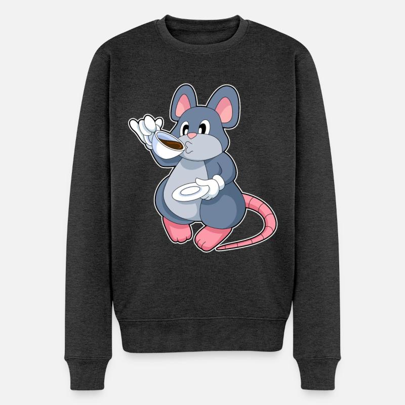 Maus Kaffee Tasse - Männer Premium Bio Pullover - Anthrazit meliert