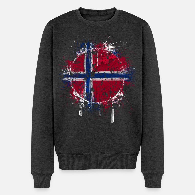 Norwegen - Männer Premium Bio Pullover - Anthrazit meliert