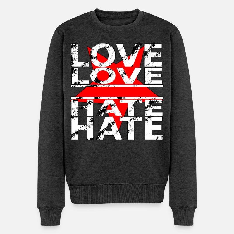 love love hate hate - Männer Premium Bio Pullover - Anthrazit meliert