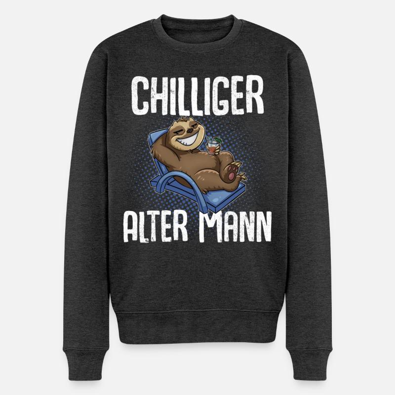 Chilliger Alter Mann Opa - Männer Premium Bio Pullover - Anthrazit meliert