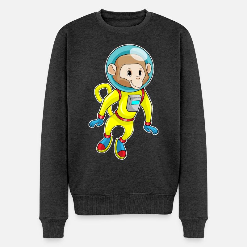 Affe als Astronaut - Männer Premium Bio Pullover - Anthrazit meliert