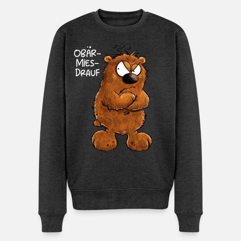 Mies Drauf Nö Bär I Nö Nein Statement Einfach Nö - Männer Premium Bio Pullover - Anthrazit meliert