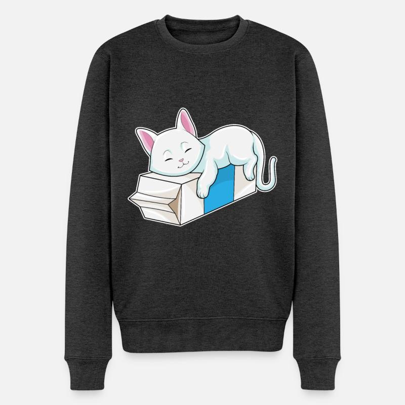 Chat au lait - Pull Premium bio Homme - anthracite chiné