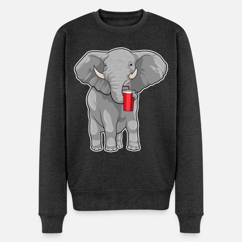Elefant Trinkbecher - Männer Premium Bio Pullover - Anthrazit meliert