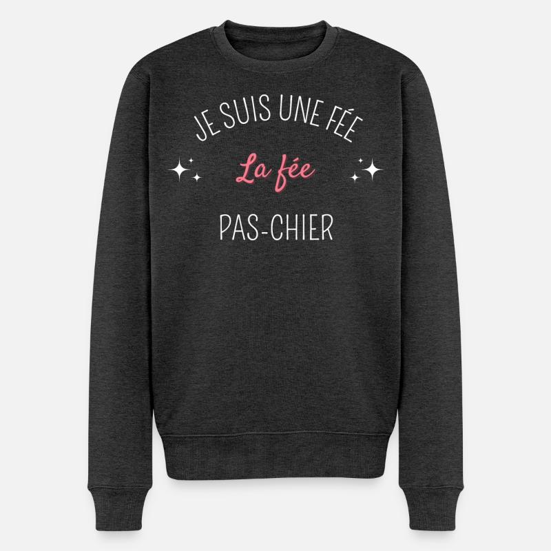 Humour je suis une fée la fée pas chier - Pull Premium bio Homme - anthracite chiné