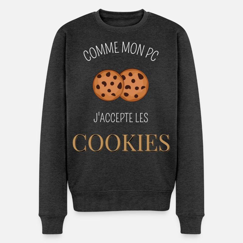 Comme mon pc j'accepte les cookies - Pull Premium bio Homme - anthracite chiné