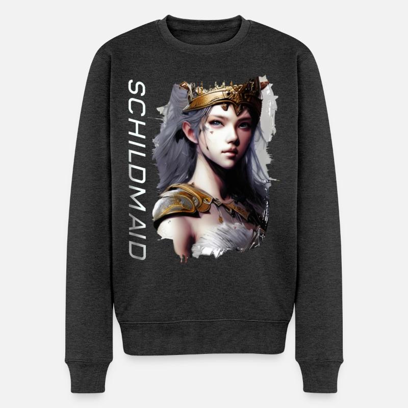 Schildmaid Manga Artwork - Männer Premium Bio Pullover - Anthrazit meliert