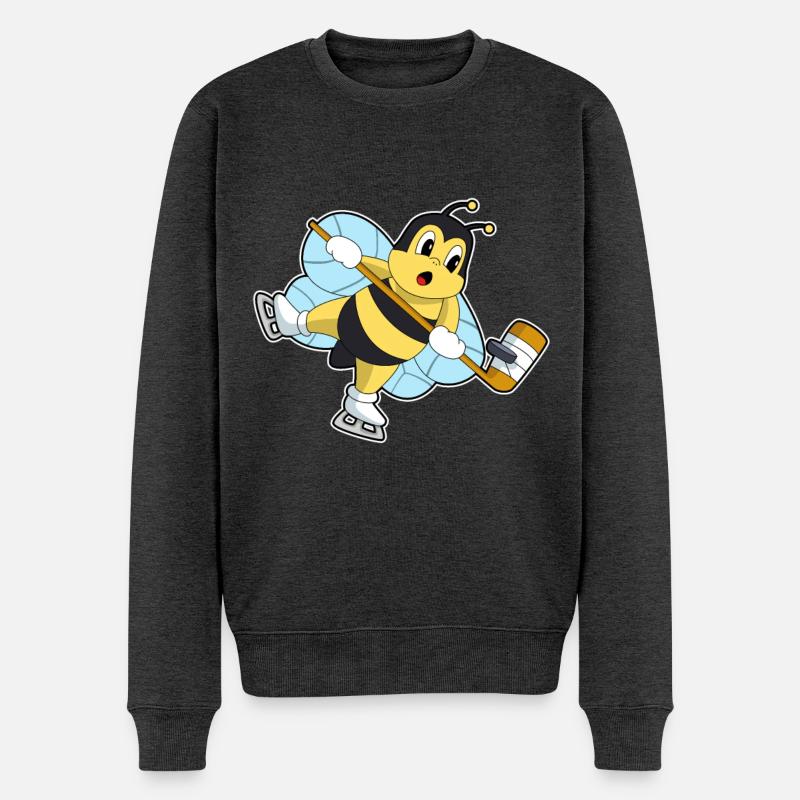 Biene Eishockey Eishockeyschläger - Männer Premium Bio Pullover - Anthrazit meliert