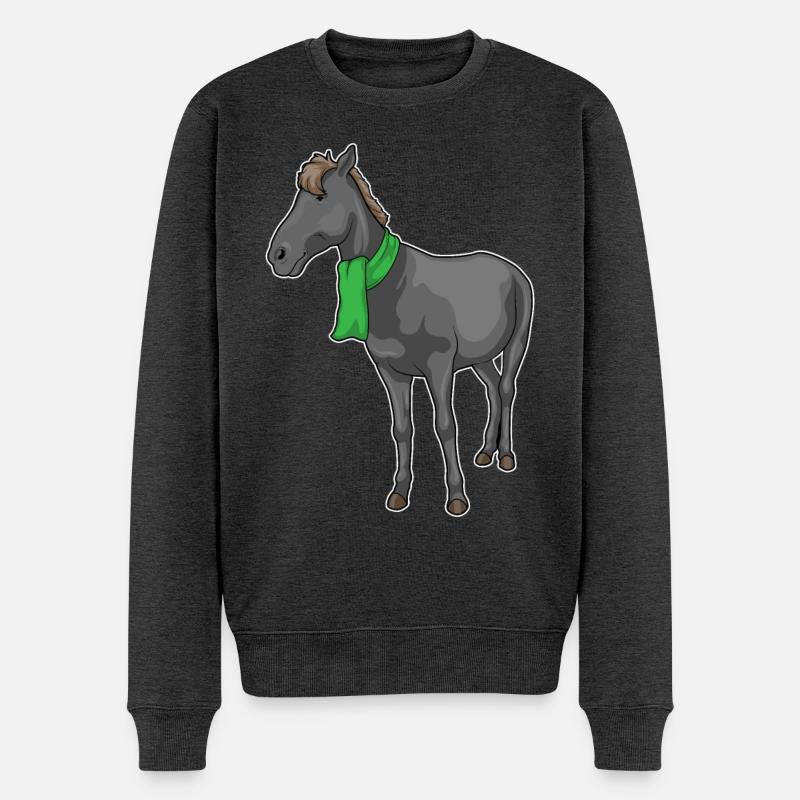 Pferd Schal - Männer Premium Bio Pullover - Anthrazit meliert