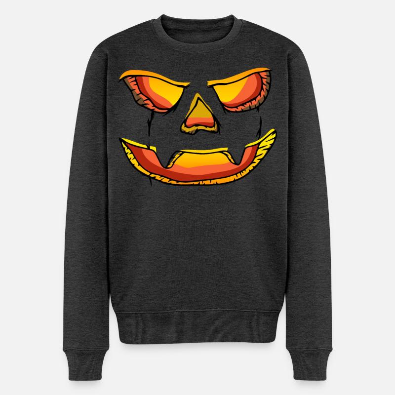 Jack-o'-Laterne Kürbislaterne Halloween - Männer Premium Bio Pullover - Anthrazit meliert