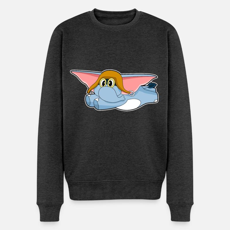 Elefant Pilot Pilotenmütze - Männer Premium Bio Pullover - Anthrazit meliert