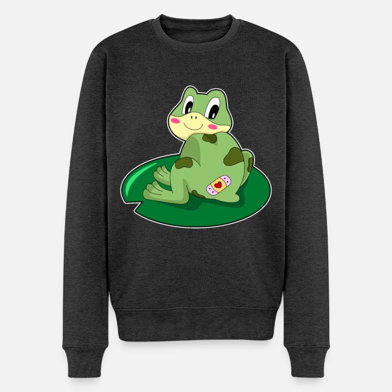 Frosch Pflaster - Männer Premium Bio Pullover - Anthrazit meliert