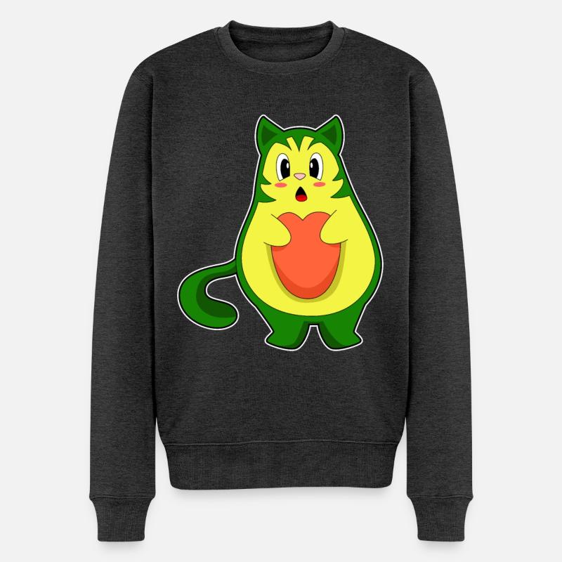 Katze Avocado - Männer Premium Bio Pullover - Anthrazit meliert