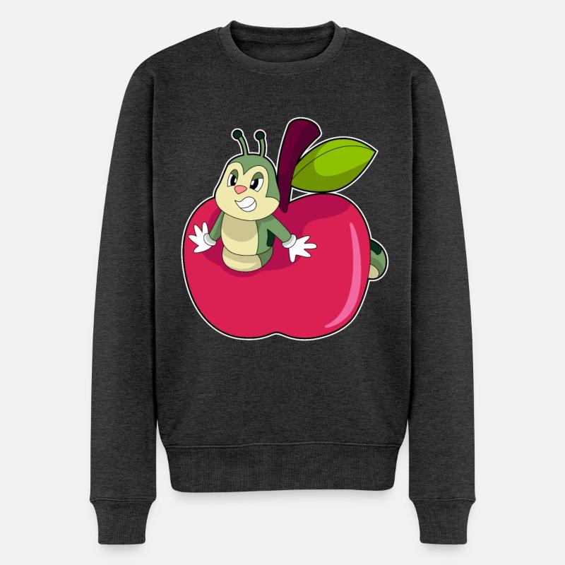 Raupe Apfel - Männer Premium Bio Pullover - Anthrazit meliert