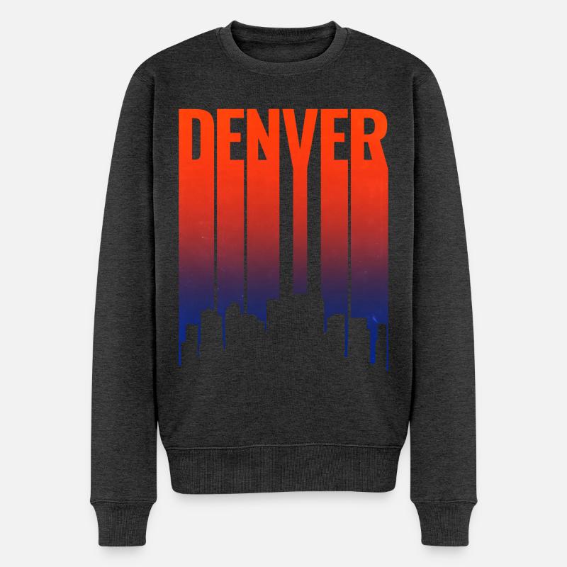 Denver Skyline Sonnenuntergang Gradient - Männer Premium Bio Pullover - Anthrazit meliert