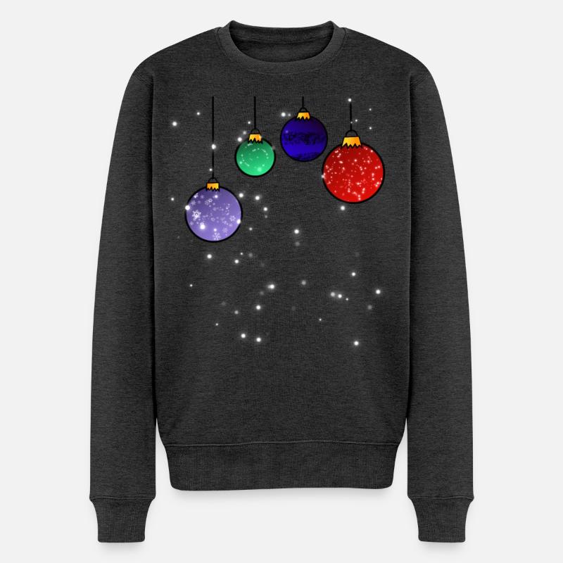 Christbaumkugeln mit Schneeflocken - Männer Premium Bio Pullover - Anthrazit meliert