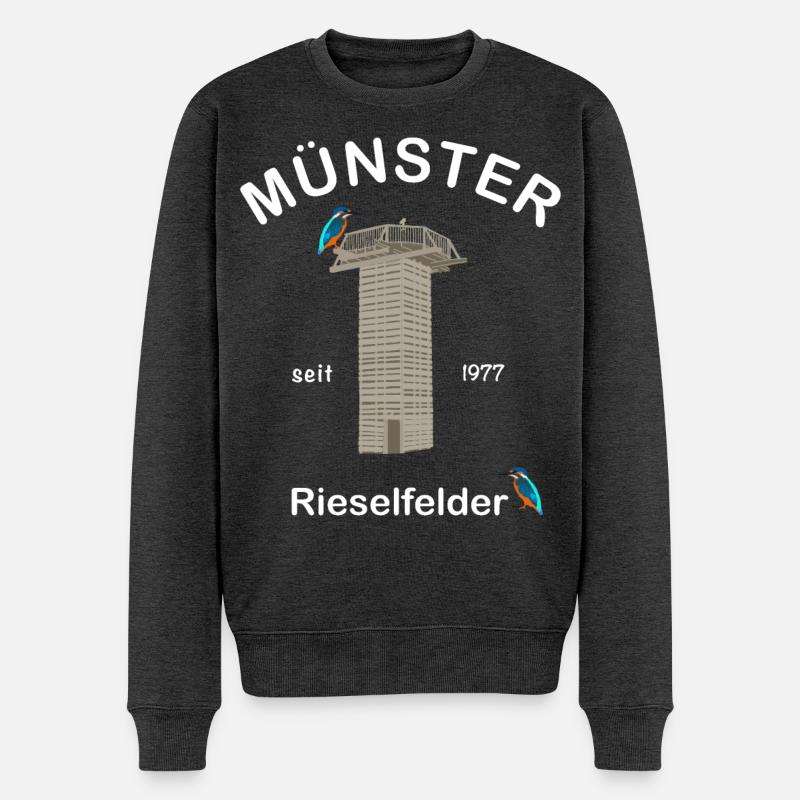 Münster, Rieselfelder, Vogelschutz, Eisvogel - Männer Premium Bio Pullover - Anthrazit meliert