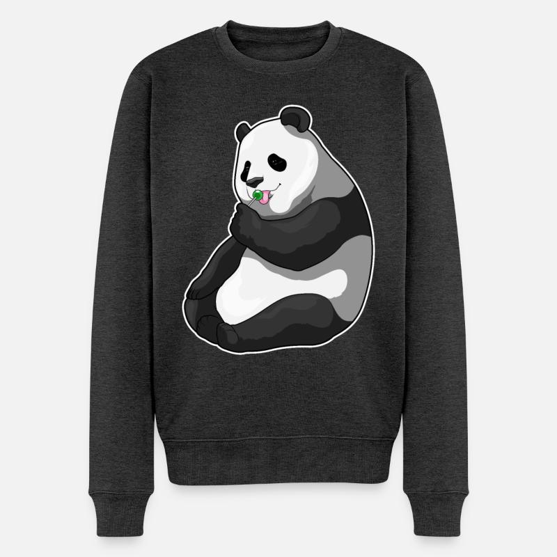Sucette panda - Pull Premium bio Homme - anthracite chiné