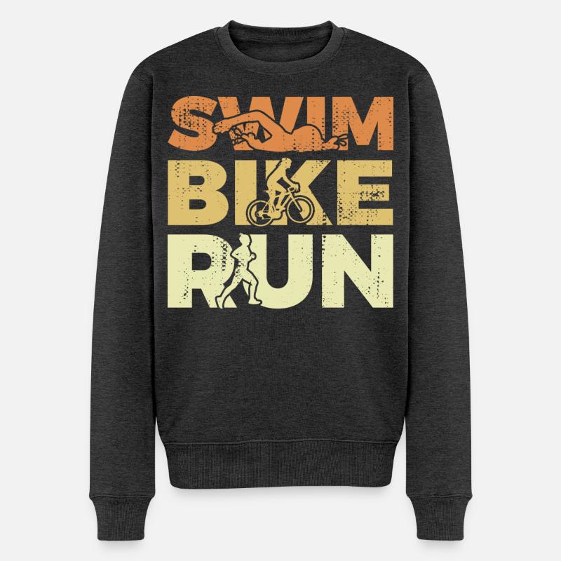Triathlon Mädchen - Männer Premium Bio Pullover - Anthrazit meliert