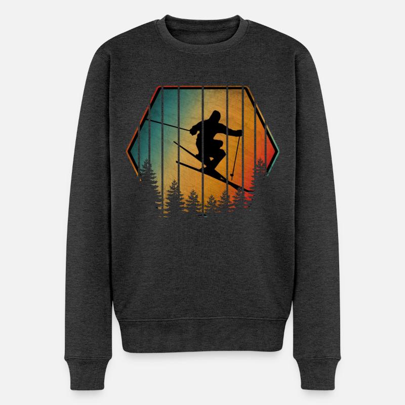 VINTAGE SKI - Männer Premium Bio Pullover - Anthrazit meliert