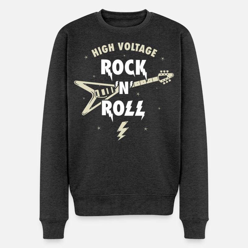 Hochspannungs-Rock'n'Roll-Gitarre - Männer Premium Bio Pullover - Anthrazit meliert