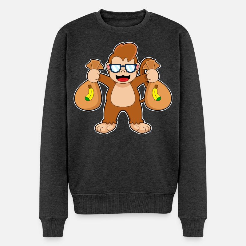 Affe Bandit Geldsack - Männer Premium Bio Pullover - Anthrazit meliert