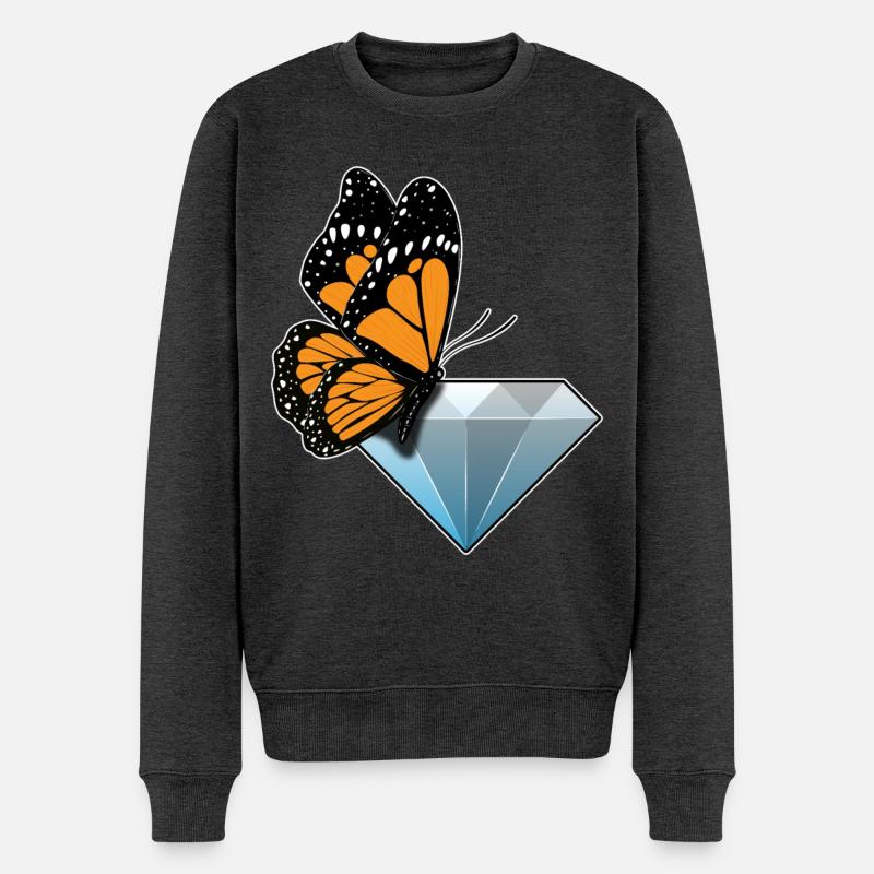 Diamant papillon - Pull Premium bio Homme - anthracite chiné