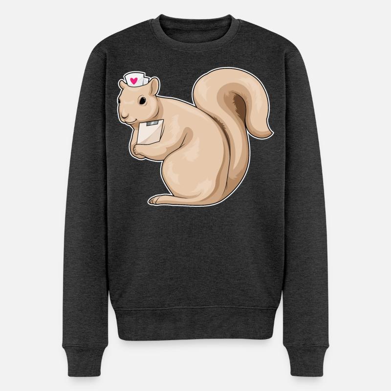 Eichhörnchen Krankenschwester Herz - Männer Premium Bio Pullover - Anthrazit meliert