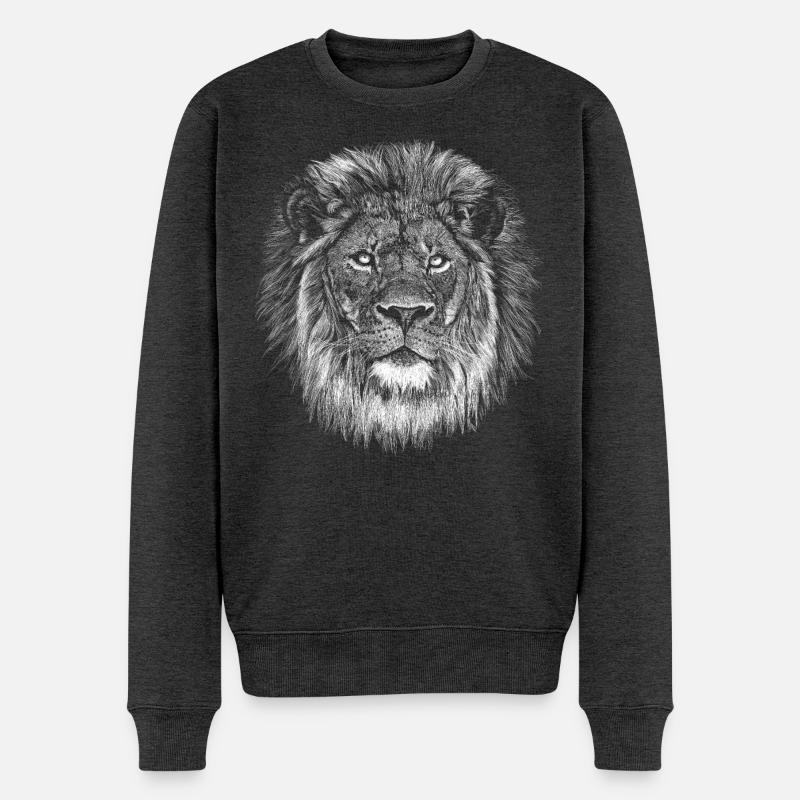 Löwe - Männer Premium Bio Pullover - Anthrazit meliert