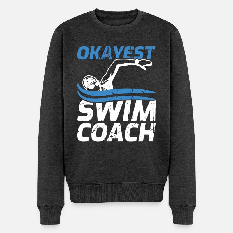 Schwimmtrainer - Männer Premium Bio Pullover - Anthrazit meliert