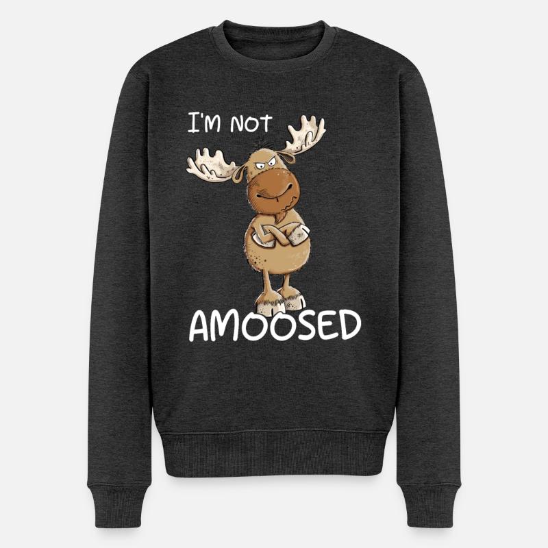 Witziger Elch I Elche I Hirsch Rentier Wortspiel - Männer Premium Bio Pullover - Anthrazit meliert