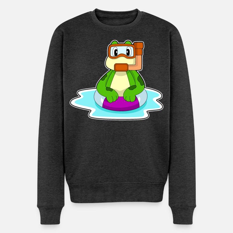 Frosch Taucher Schnorchel Tauchen - Männer Premium Bio Pullover - Anthrazit meliert