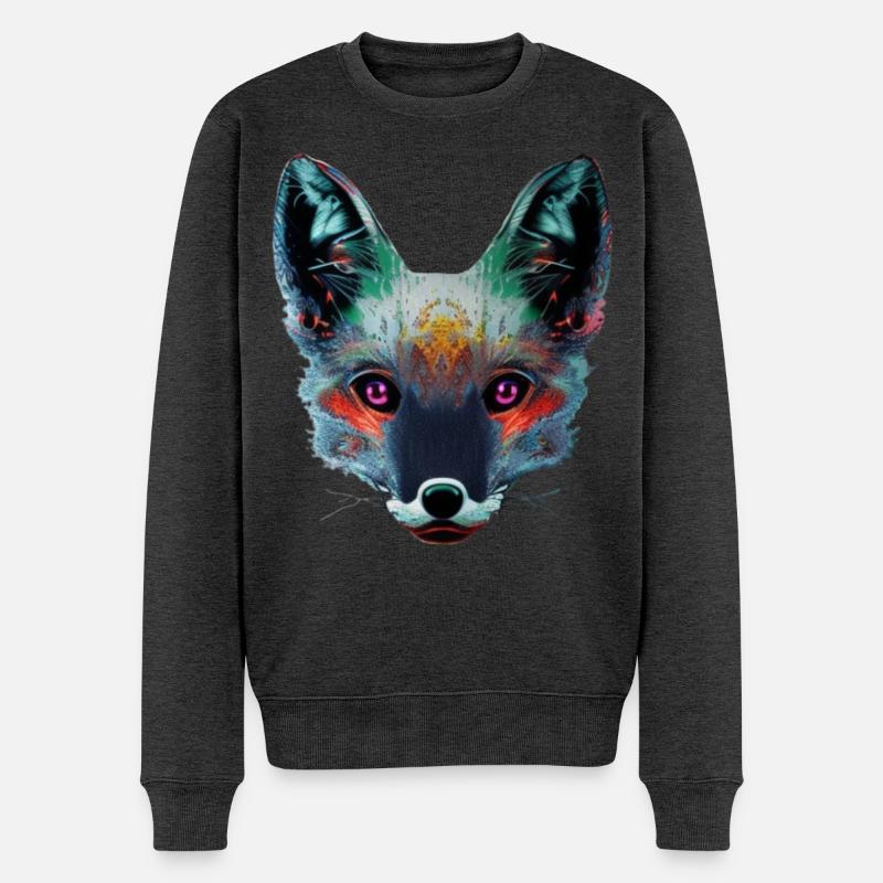 Neonfuchs Kopfkunst - Männer Premium Bio Pullover - Anthrazit meliert