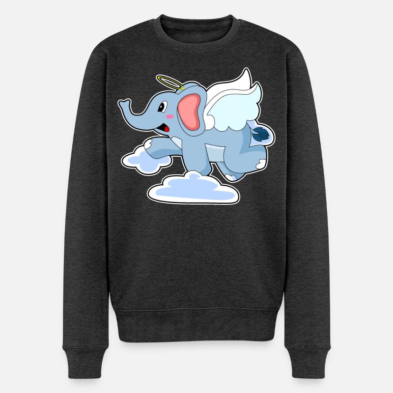 Nuages d’anges éléphants - Pull Premium bio Homme - anthracite chiné