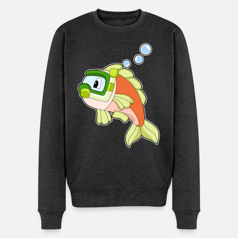 Poisson Natation Snorkel - Pull Premium bio Homme - anthracite chiné
