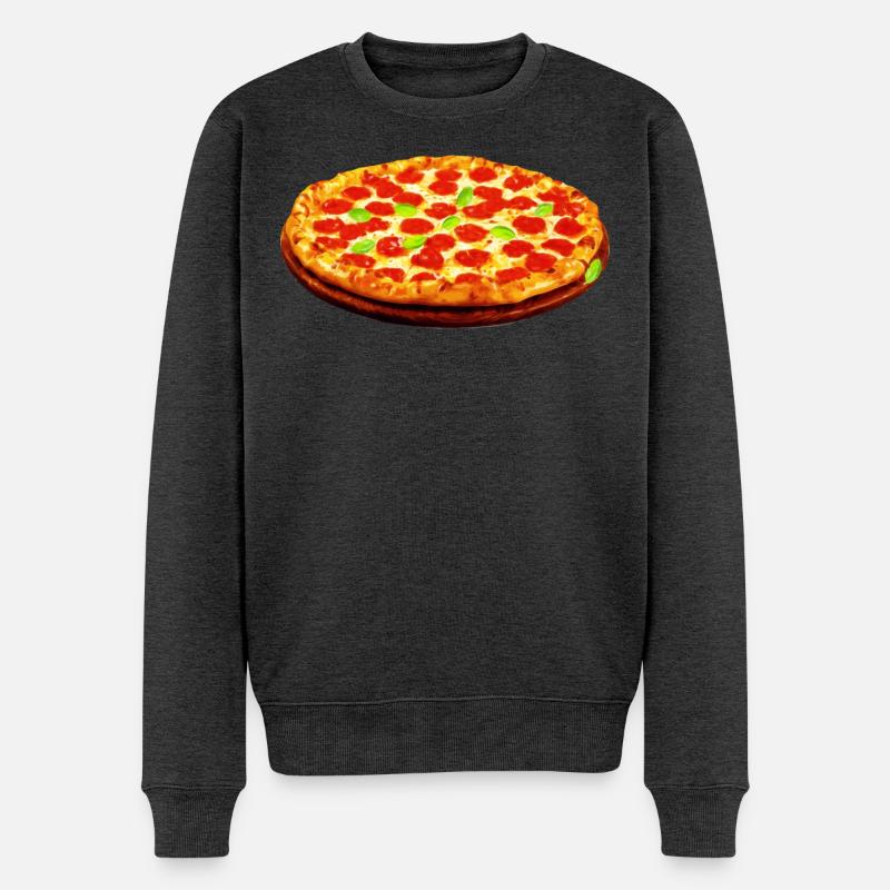 Pizza - Männer Premium Bio Pullover - Anthrazit meliert
