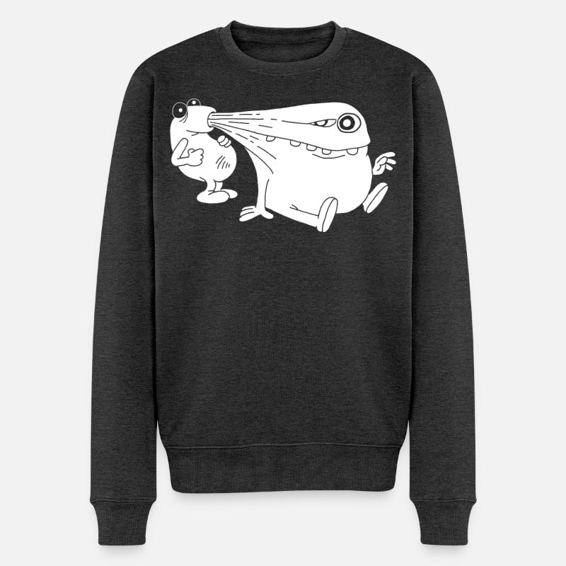 Weißes Monster Energiesauger - Männer Premium Bio Pullover - Anthrazit meliert
