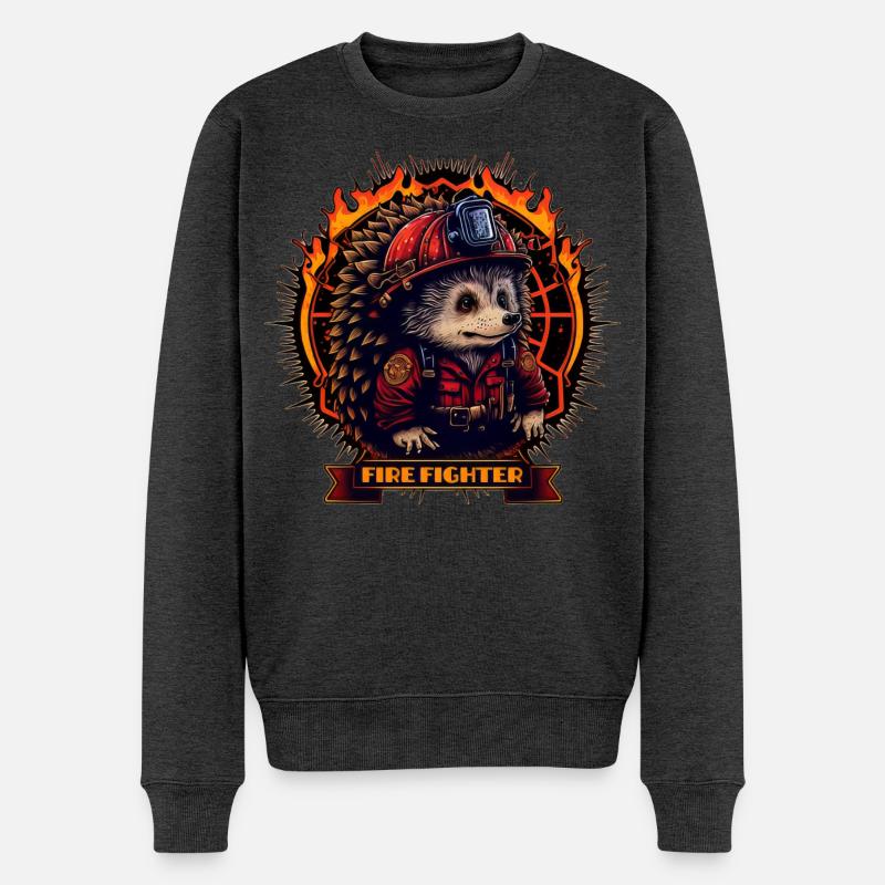 Firefighter / Feuerwehrmann / Igel - Männer Premium Bio Pullover - Anthrazit meliert