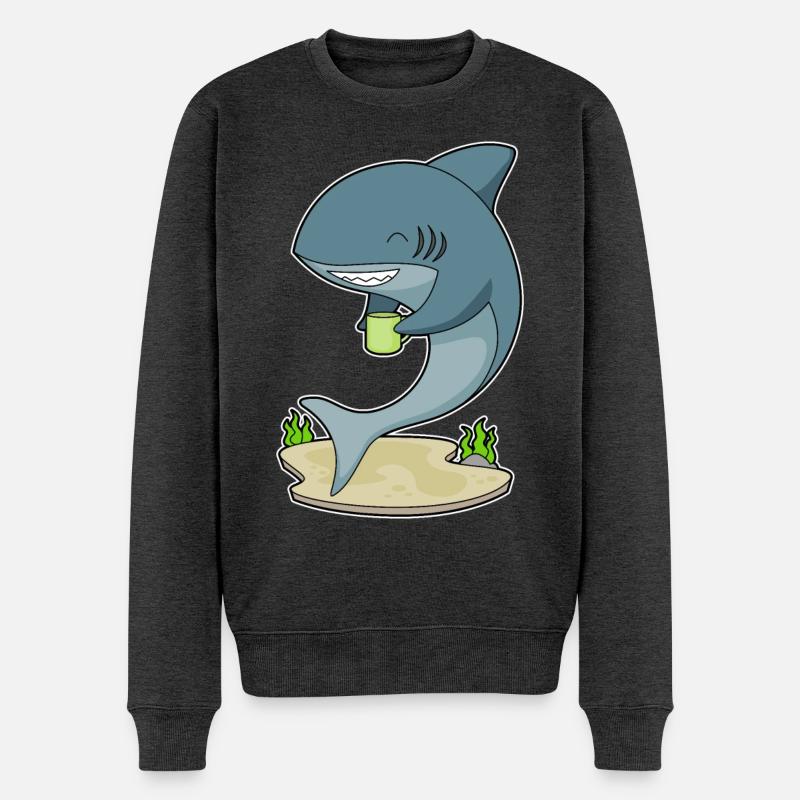 Hai Becher Kaffee - Männer Premium Bio Pullover - Anthrazit meliert