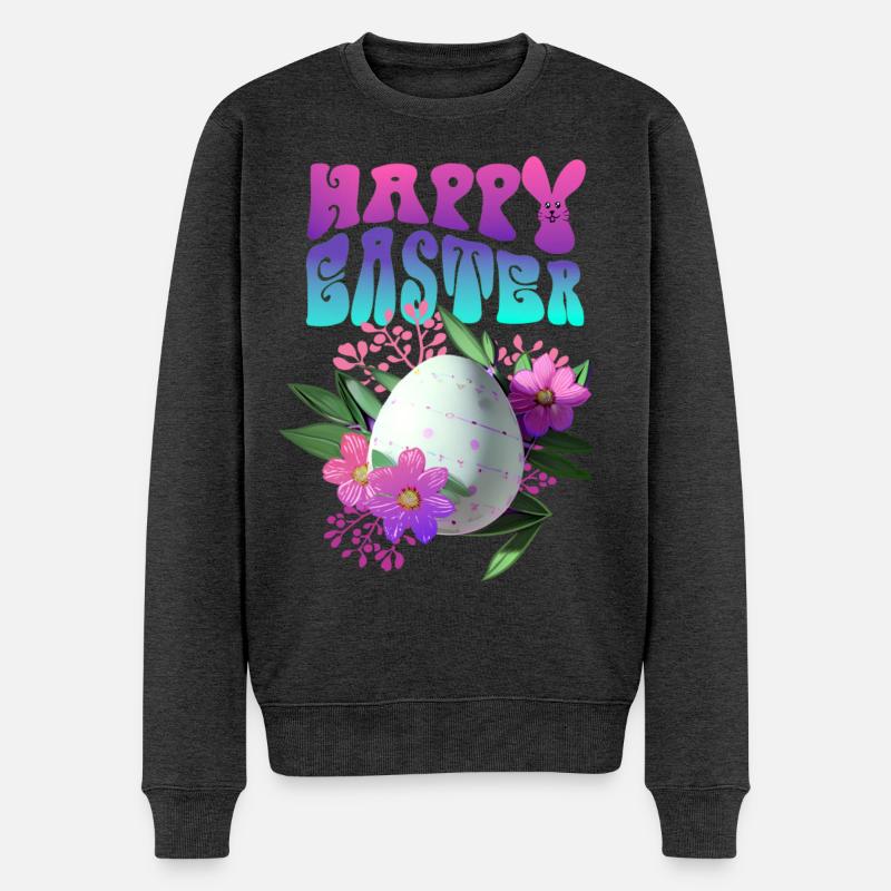 Frohe Ostern Osterei Floral - Männer Premium Bio Pullover - Anthrazit meliert